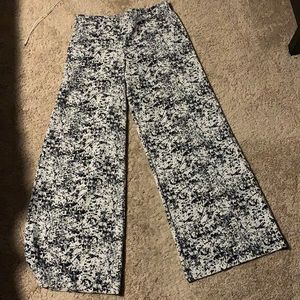 Paint splash black and white wide leg pants